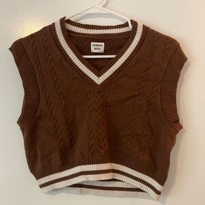 SUNDAY BEST ARITZIA BROWN AND WHITE SWEATER VEST